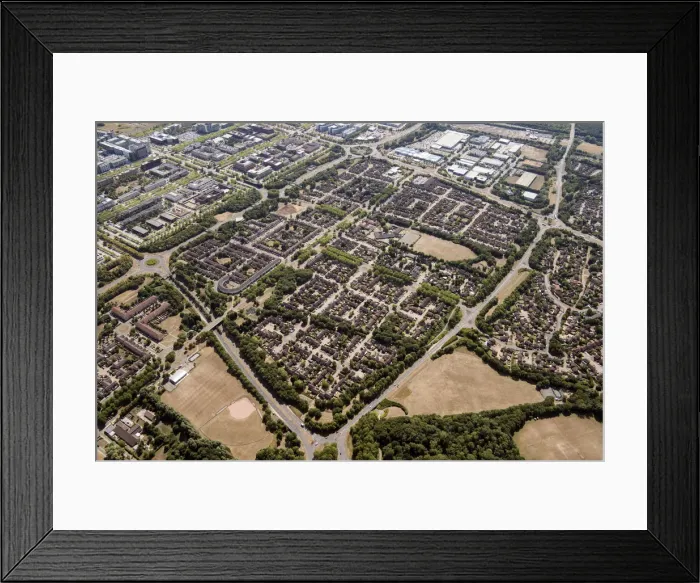 Framed Print : Bradwell Common Housing Estate Print, Milton Keynes Framed Print : Bradwell Common Housing Estate Print, Milton Keynes