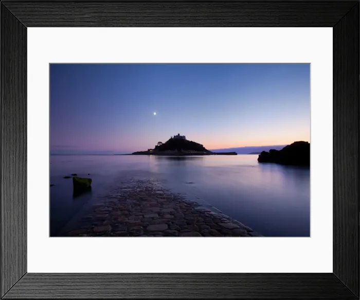 Framed Print : St Michaels Mount Print, Cornwall Causeway Scene at Dawn Framed Print : St Michaels Mount Print, Cornwall Causeway Scene at Dawn