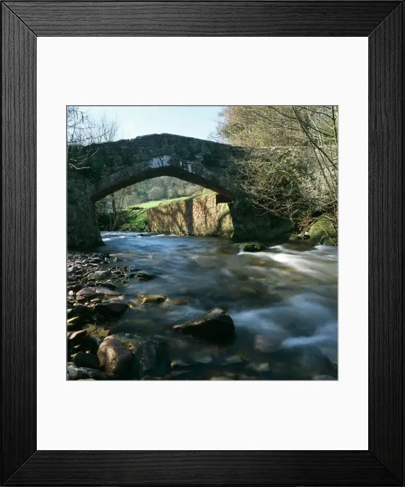 Framed Print : Print of Packhorse bridge over River near Horner, Exmoor Framed Print : Print of Packhorse bridge over River near Horner, Exmoor