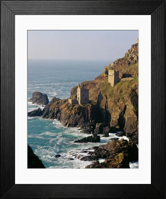 Framed Print : Botallack Mine Print: Cliffside View of Mine Buildings Framed Print : Botallack Mine Print: Cliffside View of Mine Buildings