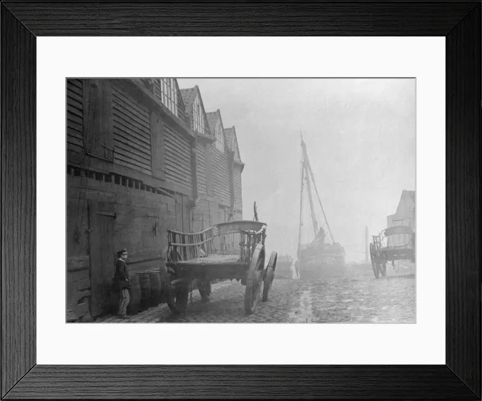 Framed Print : Cannon Wharf Print, circa 1856, a coal wharf scene Framed Print : Cannon Wharf Print, circa 1856, a coal wharf scene