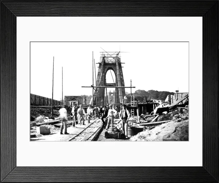 Framed Print : Print of Clifton Suspension Bridge under construction Framed Print : Print of Clifton Suspension Bridge under construction