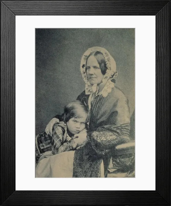 Framed Print : Emma Darwin and son Leonard Print, c1854 Framed Print : Emma Darwin and son Leonard Print, c1854