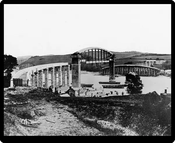 Construction of the Royal Albert Bridge at Saltash, 1858
