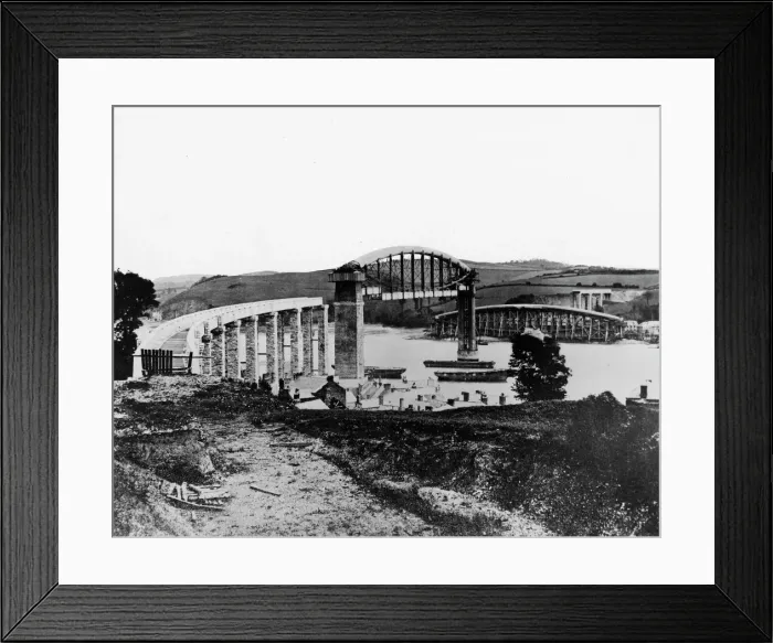 Framed Print : Construction of the Royal Albert Bridge Print, 1858 Framed Print : Construction of the Royal Albert Bridge Print, 1858