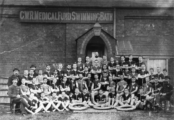 Swimmers from the GWR Medical Fund Society swimming baths (situated within the Works), c1880s