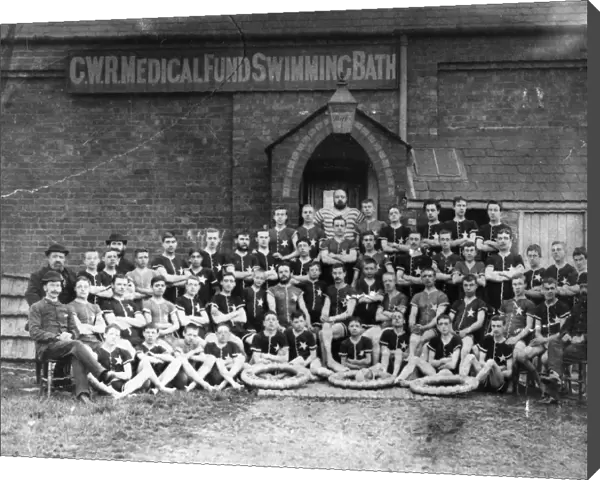 Swimmers from the GWR Medical Fund Society swimming baths (situated within the Works), c1880s