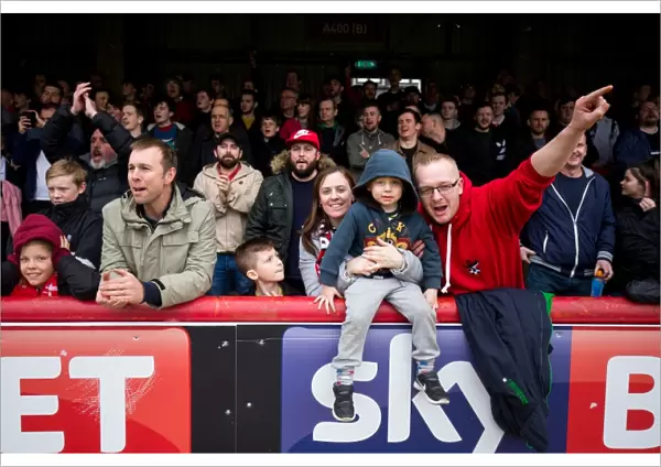 Bristol City Fans at Griffin Park Cheering Loudly during Brentford vs. Bristol City Championship Match, April 2017