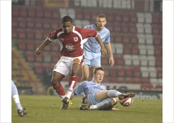 Clash between Bristol City U18s and Manchester City U18s: Tristan Plummer in Action