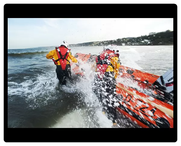 Scaroborugh D-class lifeboat lifeboat being launched