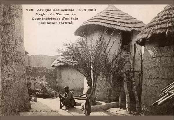 Guinea - Toumanea - Courtyard of a Tata (fortified house)