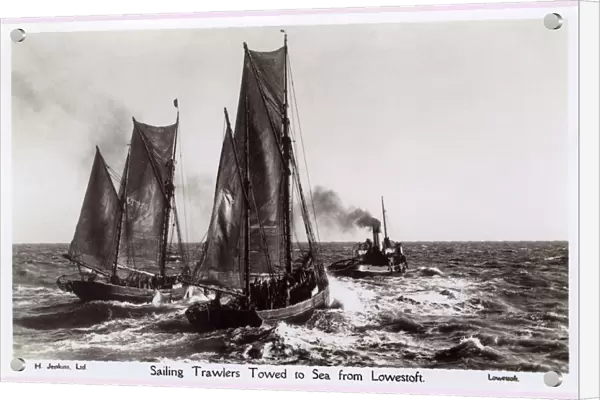 Lowestoft, Suffolk - Sailing trawlers towed to Sea