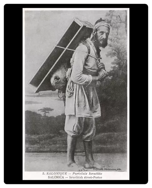 Thessaloniki, Greece - Jewish Porter carrying a pallet
