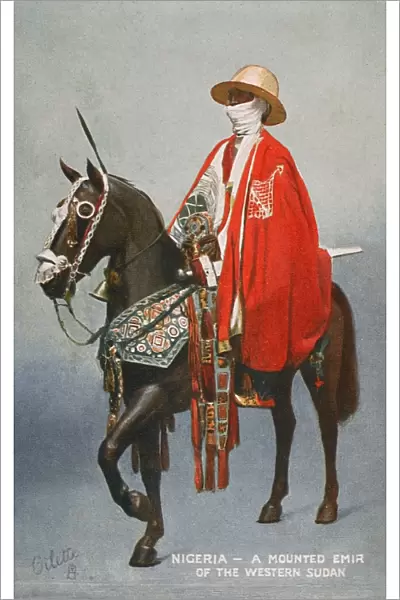 A mounted Emir of the Western Sudan, Nigeria, Africa
