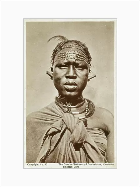Shilluk Girl bearing extensive traditional scarfication