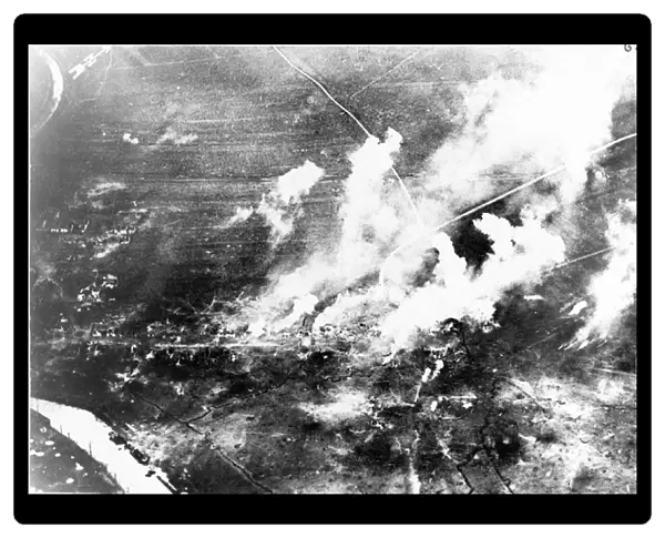 Aerial view of the bombardment of Fort Douaumont, Verdun