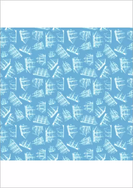 Repeating Pattern - Sailing Ships - pale blue background