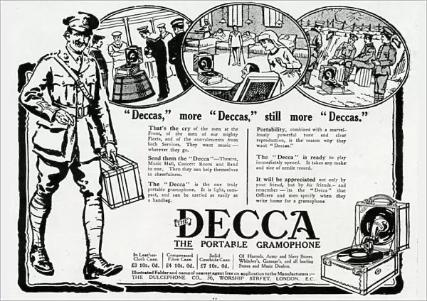 Advert for Decca portable gramophone 1916