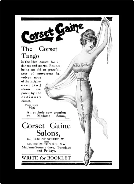 An advertisement for Corset Gaines tango corset