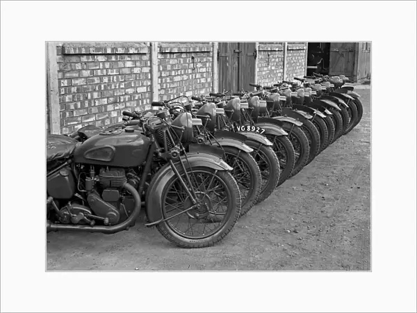 Row of parked motorcycles