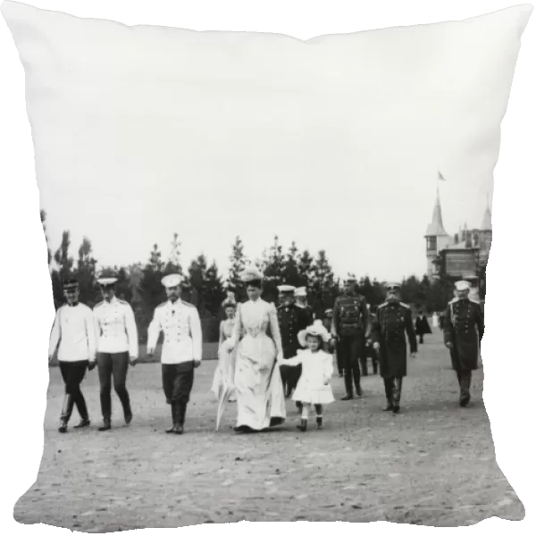 Tsar Nicholas II Walking With Large Entourage