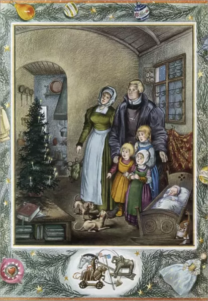 Martin Luther with his Family and their Christmas Tree