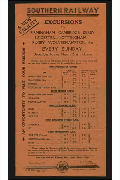 Advert, Southern Railway Excursions