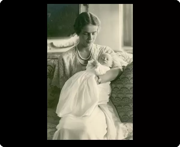 Princess Theodora of Greece with her eldest child