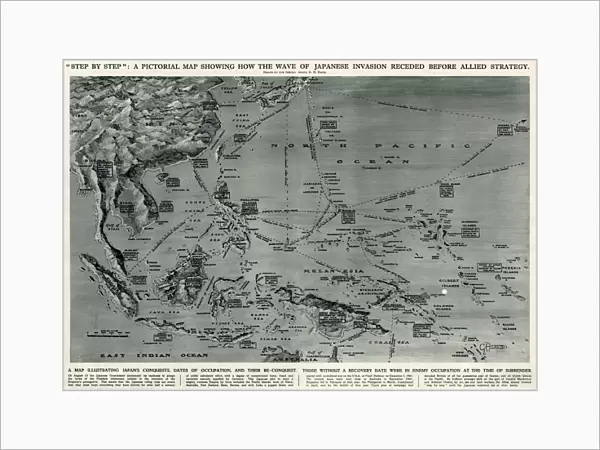 Map of Japanese invasion receding by G. H. Davis