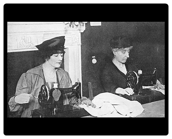 Countess Curzon & Princess Helena Victoria making clothes fo