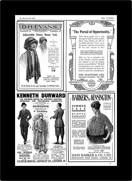 A page of adverts from The Tatler, dated 22nd July 1914