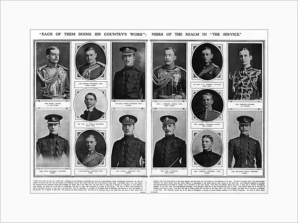 Peers of the Realm who had joined up, WW1
