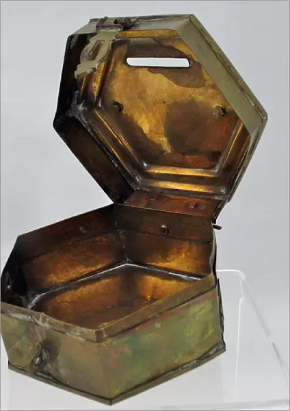 Hexagonal brass money box - Oxford & Bucks Light Infantry