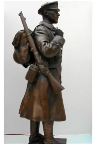 Statue of a 1st World War Tommy wearing greatcoat