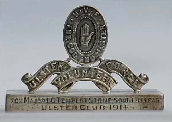 Silver Menu holder - Ulster Volunteer Force badge