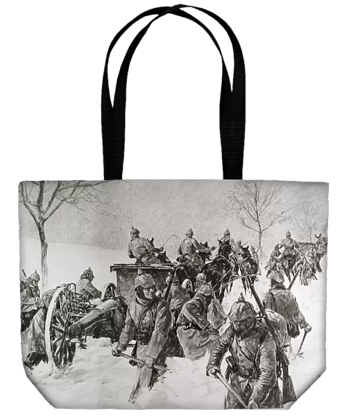 German Troops and Artillery in the winter snows