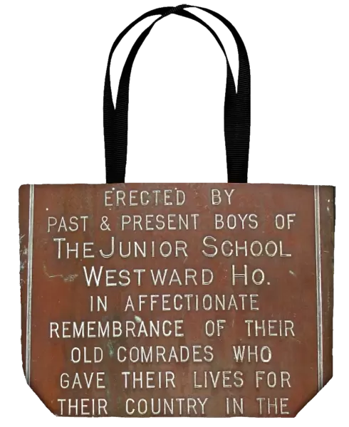 Memorial plaque, Westward Ho Junior School, WW1