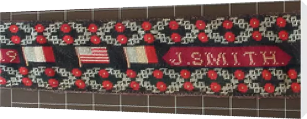 Handwoven belt, decorated with Allied Flags with poppies