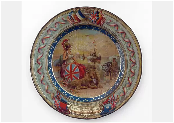 Highly decorated unmarked plate - WWI patriotic themes