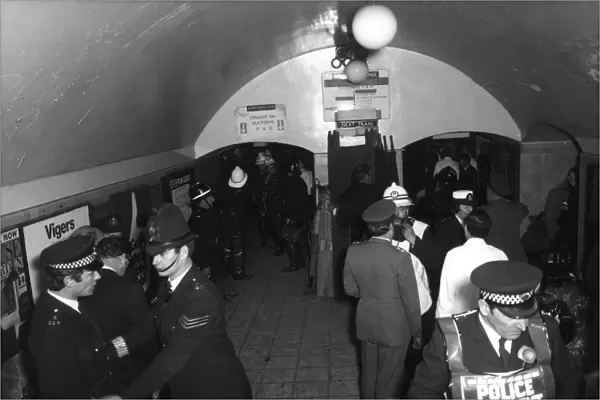 Firefighters and police in London Underground