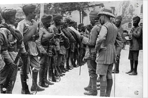 Indian army roll-call before starting for the Front