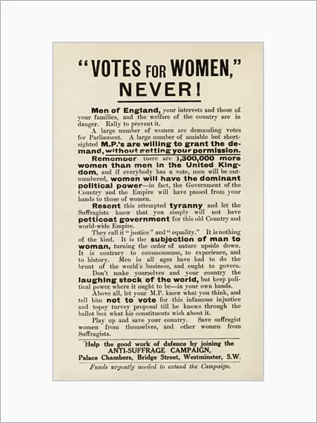 Anti-Suffrage Votes for Women Never