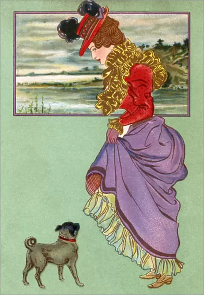 Lady with pug dog