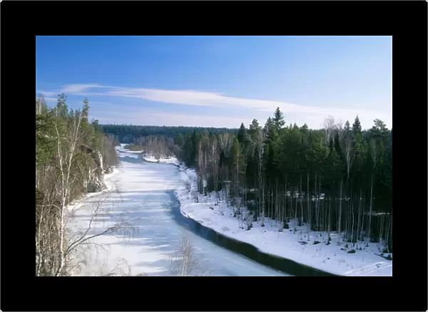 RUSSIA - Frozen River Chusovaya, in Urals Mountains