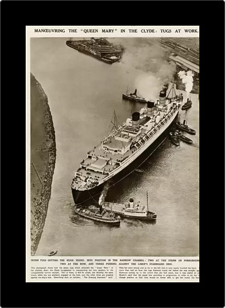 Queen Mary Ocean Liner, manoeuvring down the Clyde