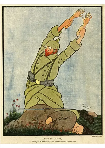 Cartoon, Hands Up! WW1