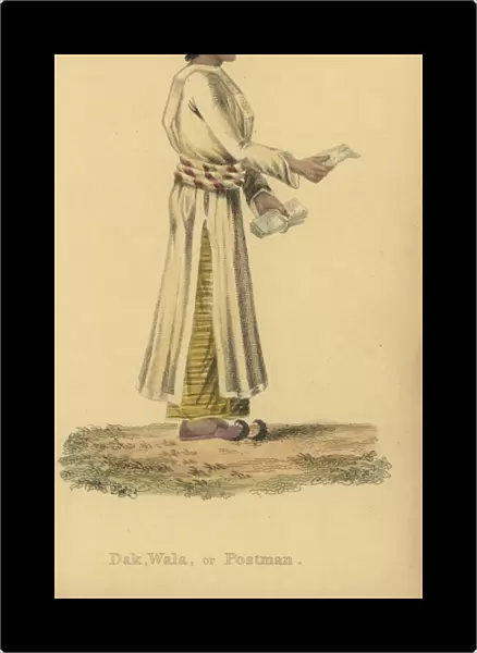 Dauk wala or Indian postman, in uniform, turban