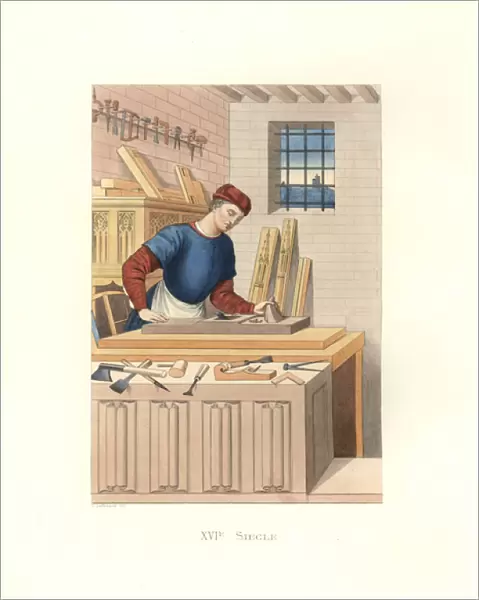 French carpenter working with tools, 16th century