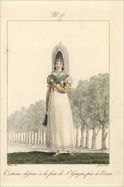Costume of a woman near Rouen, 1827