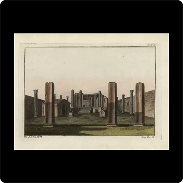 Ruins of the Temple of Isis in Pompeii with altar